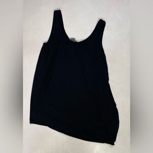 Vince Asymmetrical Knotted Hem Scoop Neck Tank Top Women Medium Black